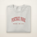 Portage Park Chicago Embroidered Crewneck — Red Thread on Ash