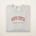 North Center Chicago Embroidered Crewneck — Red Thread on Ash