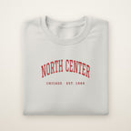 North Center Chicago Embroidered Crewneck — Red Thread on Ash
