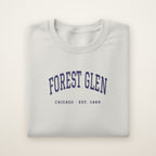 Forest Glen Chicago Embroidered Crewneck — Navy Thread on Ash