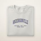 Andersonville Chicago Home 2026 Embroidered Crewneck — Navy Thread on Ash