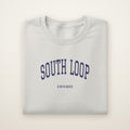 South Loop Chicago Embroidered Crewneck — Navy Thread on Ash