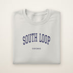 South Loop Chicago Embroidered Crewneck — Navy Thread on Ash