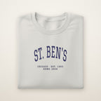 St. Ben's Chicago Home 2026 Embroidered Crewneck — Navy Thread on Ash