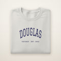 Douglas Chicago Embroidered Crewneck — Navy Thread on Ash