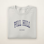 Pill Hill Chicago Embroidered Crewneck — Navy Thread on Ash