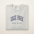 Gage Park Chicago Embroidered Crewneck — Navy Thread on Ash