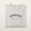 Ravenswood Manor Chicago Embroidered Crewneck — Navy Thread on Ash
