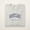 Montclare Chicago Embroidered Crewneck — Navy Thread on Ash