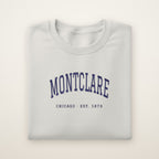 Montclare Chicago Embroidered Crewneck — Navy Thread on Ash