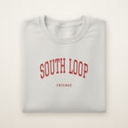 South Loop Chicago Embroidered Crewneck — Red Thread on Ash