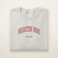 Brighton Park Chicago Embroidered Crewneck — Red Thread on Ash