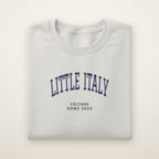 Little Italy Chicago Home 2026 Embroidered Crewneck — Navy Thread on Ash