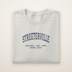 Streeterville Chicago Home 2026 Embroidered Crewneck — Navy Thread on Ash