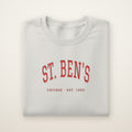 St. Ben's Chicago Embroidered Crewneck — Red Thread on Ash