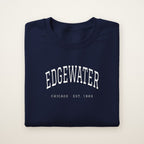 Edgewater Chicago Embroidered Crewneck — White Thread