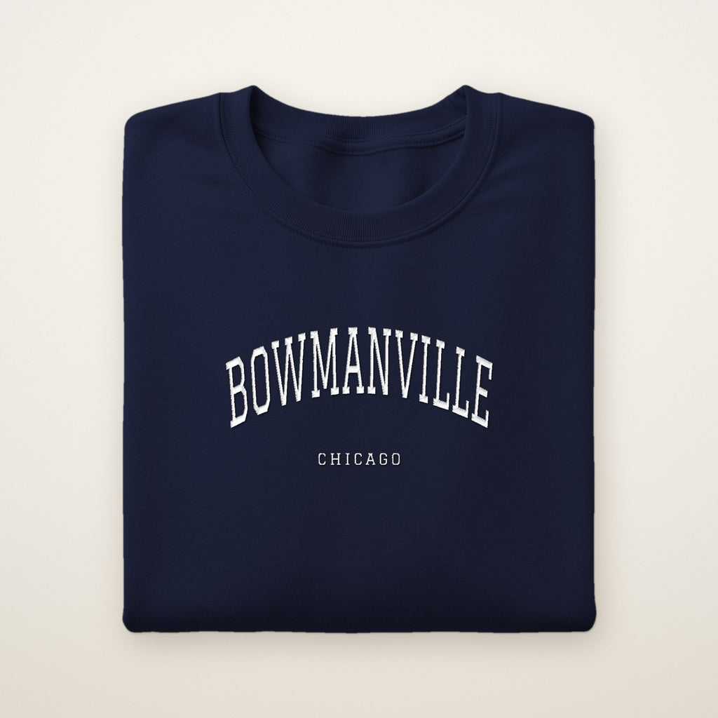 Bowmanville Chicago Embroidered Crewneck — White Thread