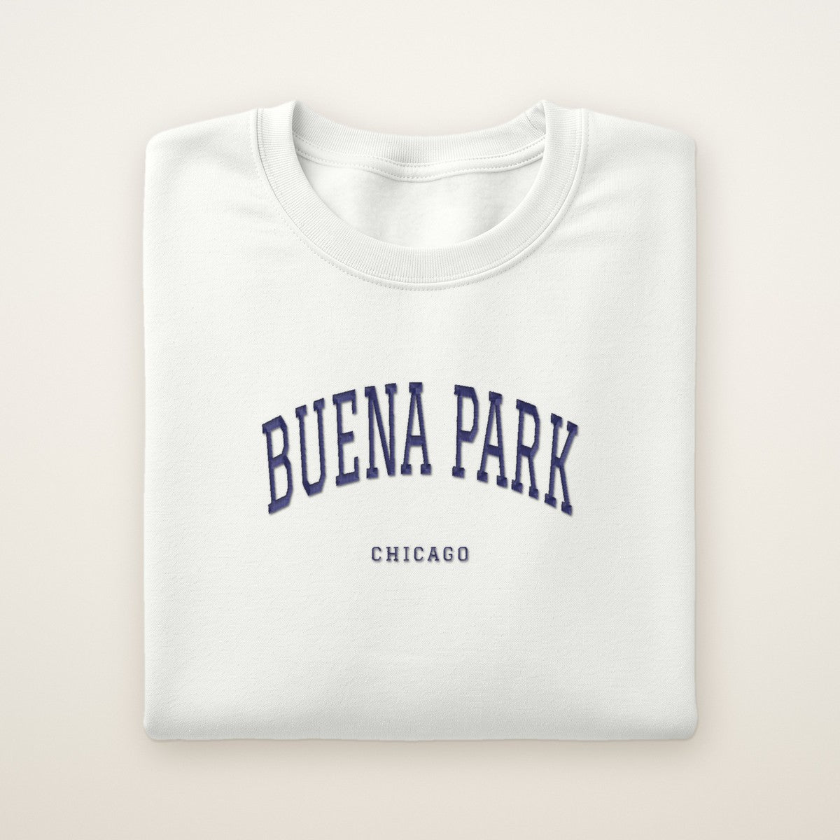 Buena Park Chicago Embroidered Crewneck — Navy Thread