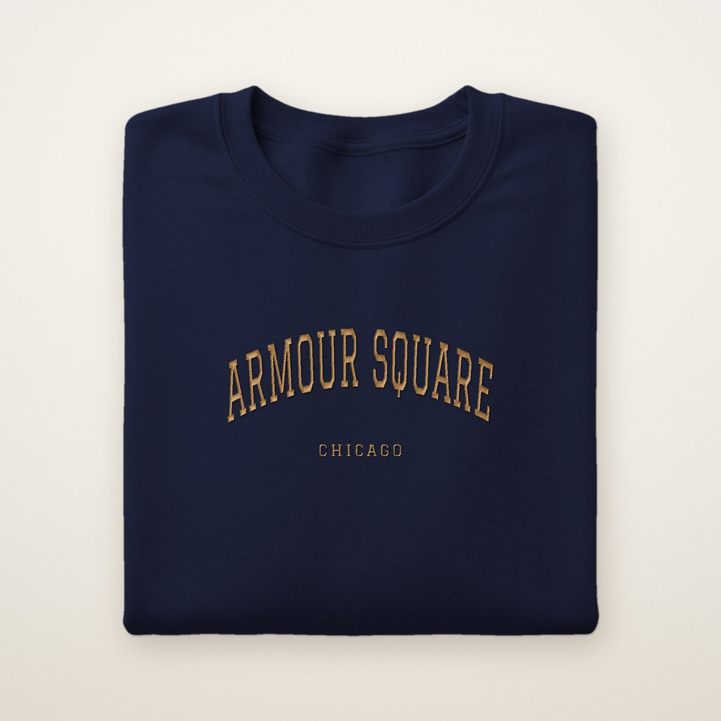 Armour Square Chicago Embroidered Crewneck — Gold Thread