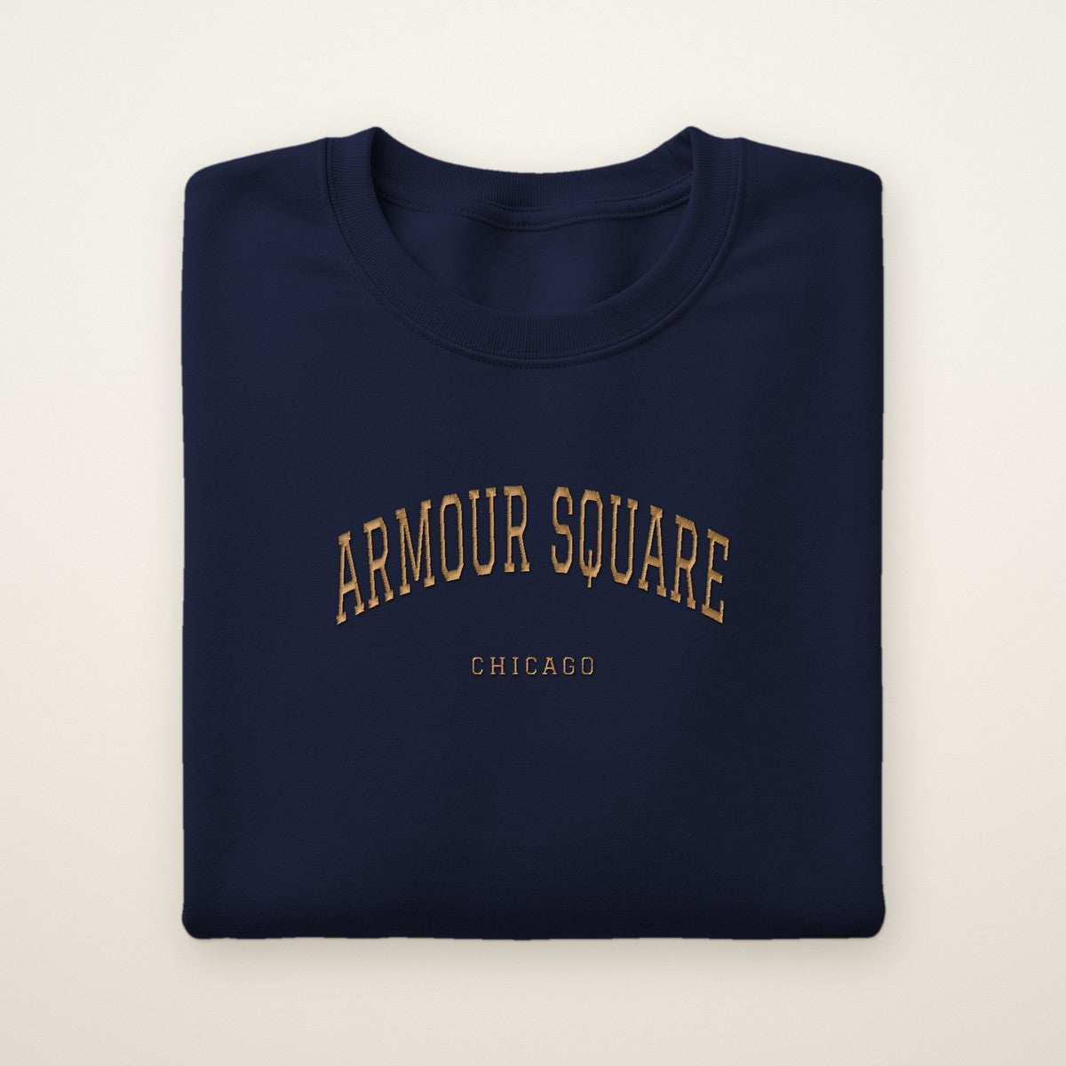 Armour Square Chicago Embroidered Crewneck — Gold Thread