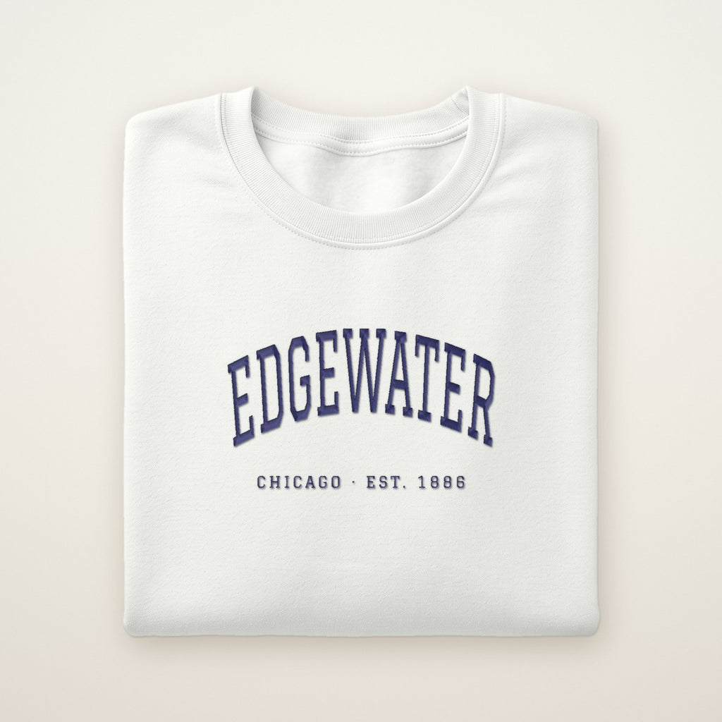 Edgewater Chicago Embroidered Crewneck — Navy Thread