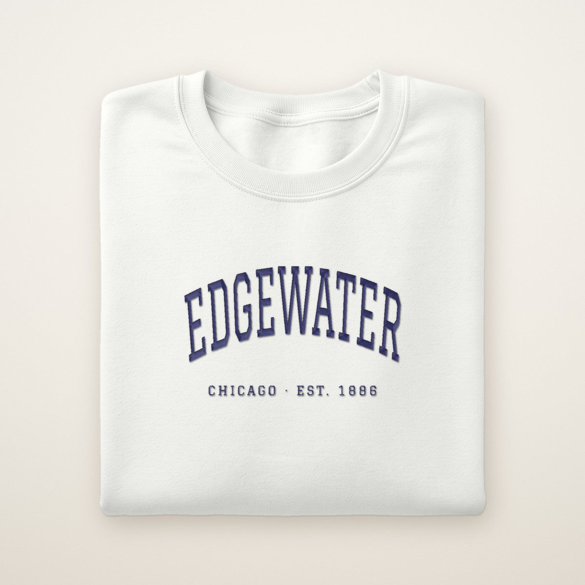 Edgewater Chicago Embroidered Crewneck — Navy Thread