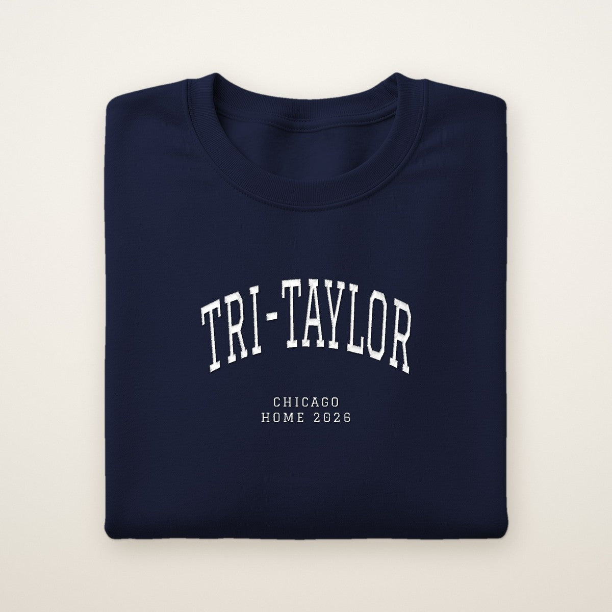 Tri-Taylor Chicago Home 2026 Embroidered Crewneck — White Thread