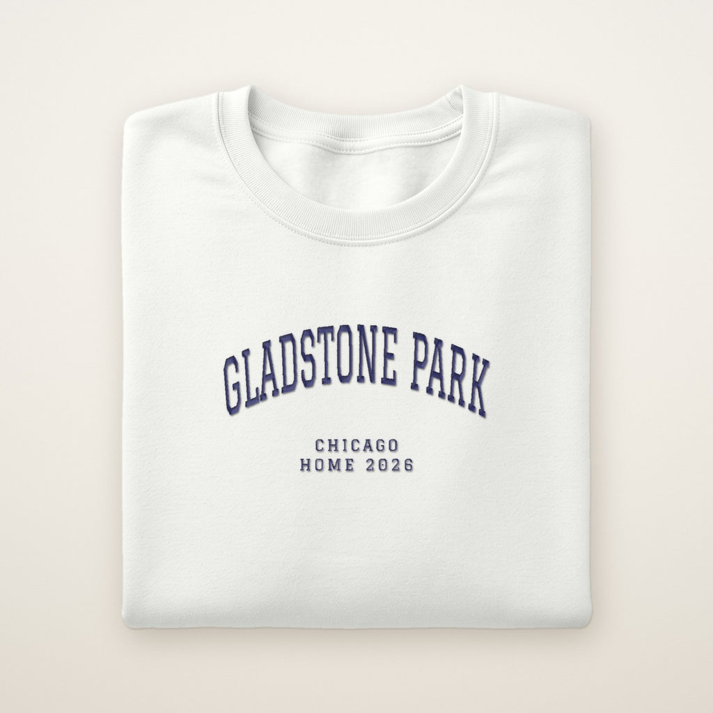 Gladstone Park Chicago Home 2026 Embroidered Crewneck — Navy Thread