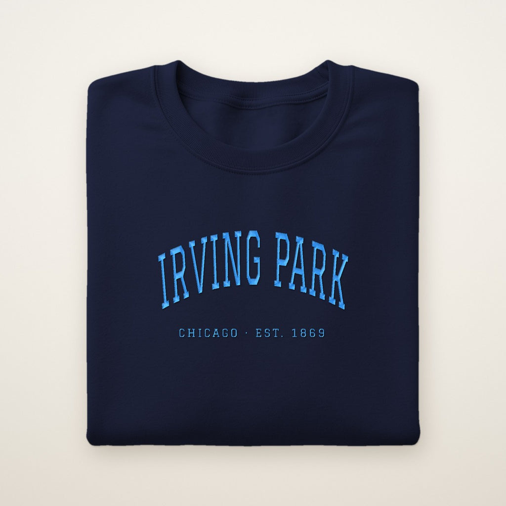 Irving Park Chicago Embroidered Crewneck — Sky Blue Thread