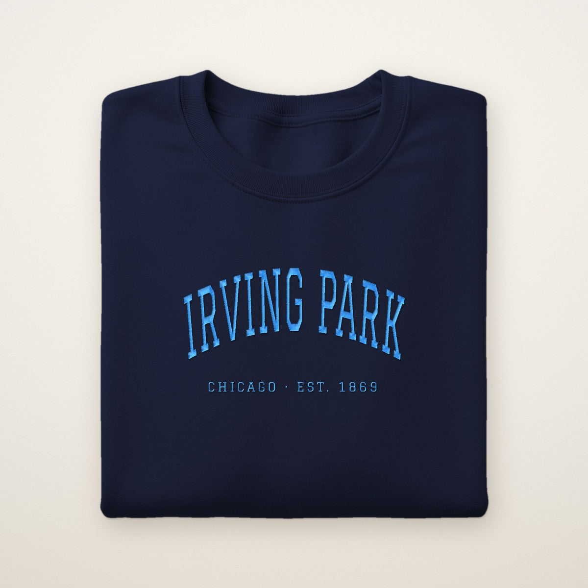 Irving Park Chicago Embroidered Crewneck — Sky Blue Thread
