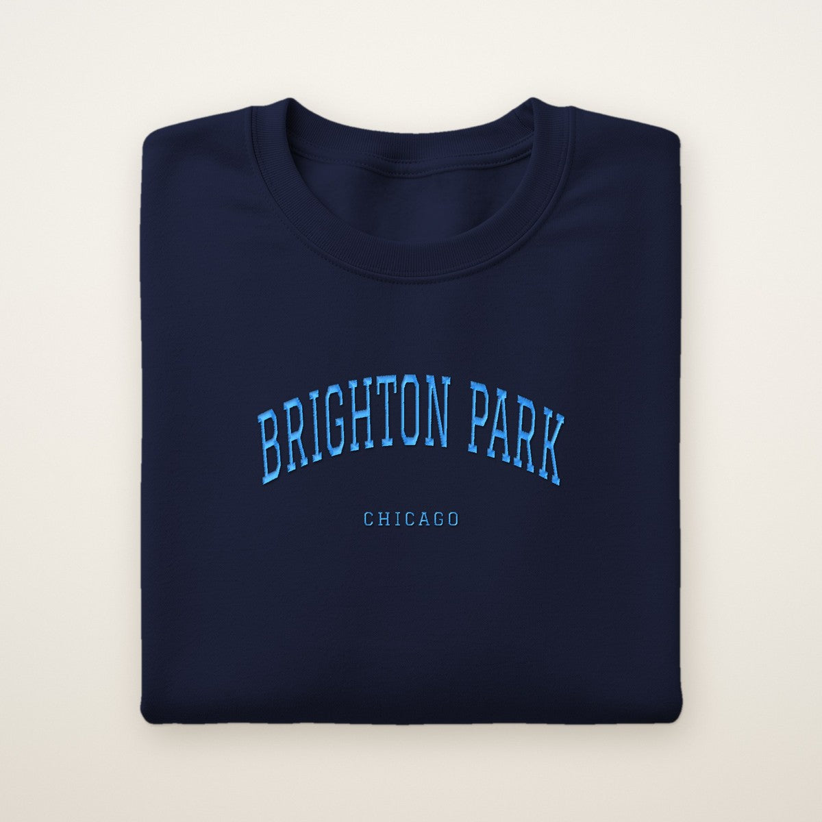 Brighton Park Chicago Embroidered Crewneck — Sky Blue Thread