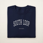 South Loop Chicago Embroidered Crewneck — White Thread