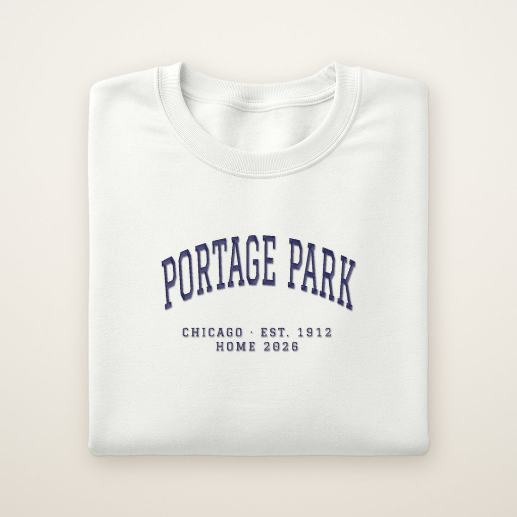 Portage Park Chicago Home 2026 Embroidered Crewneck — Navy Thread