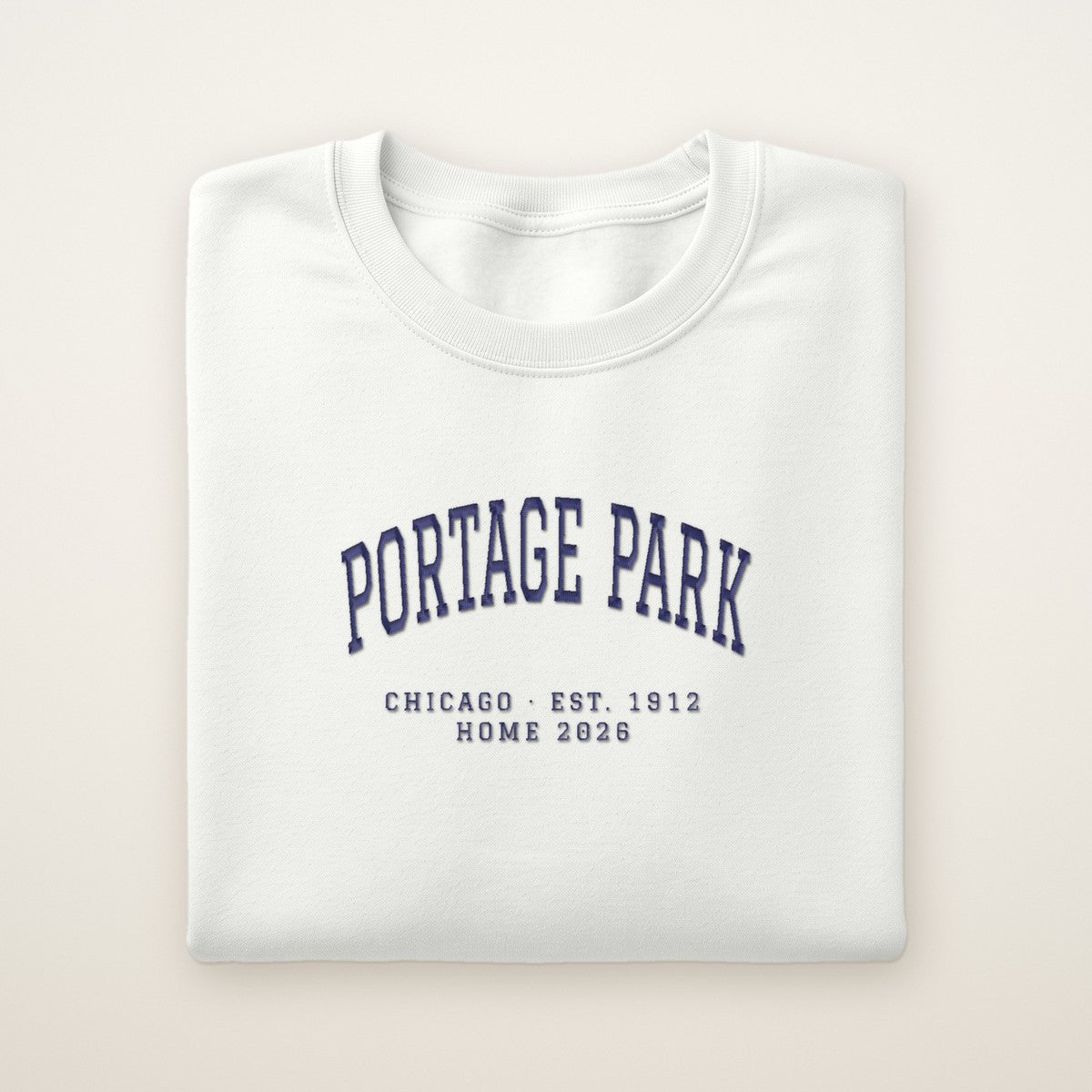 Portage Park Chicago Home 2026 Embroidered Crewneck — Navy Thread