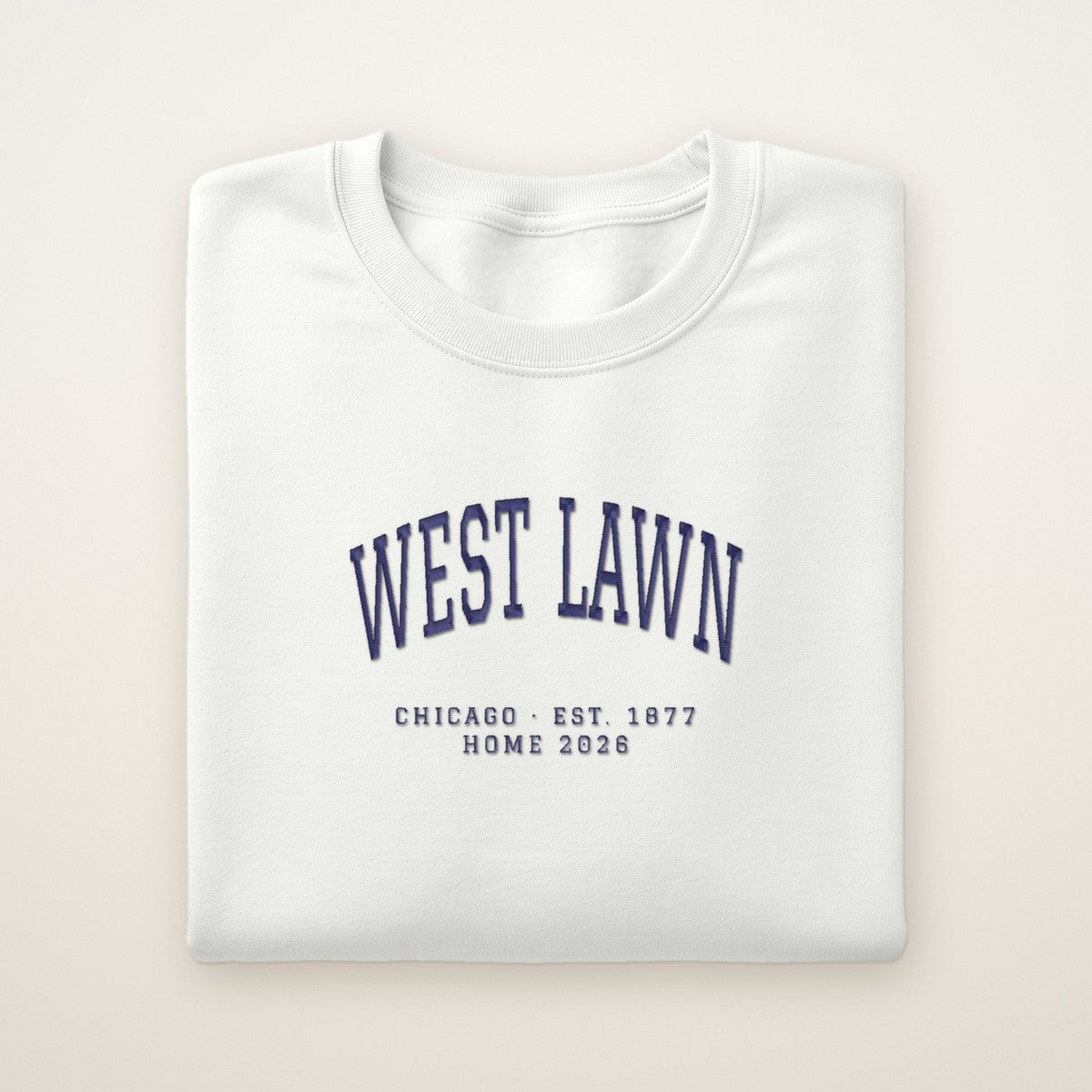 West Lawn Chicago Home 2026 Embroidered Crewneck — Navy Thread