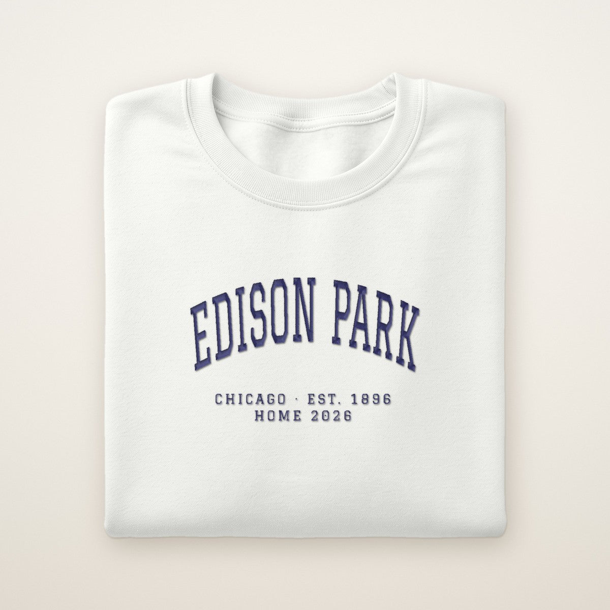 Edison Park Chicago Home 2026 Embroidered Crewneck — Navy Thread