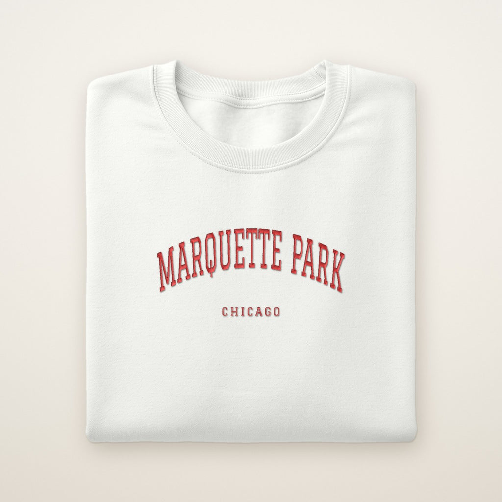 Marquette Park Chicago Embroidered Crewneck — Red Thread