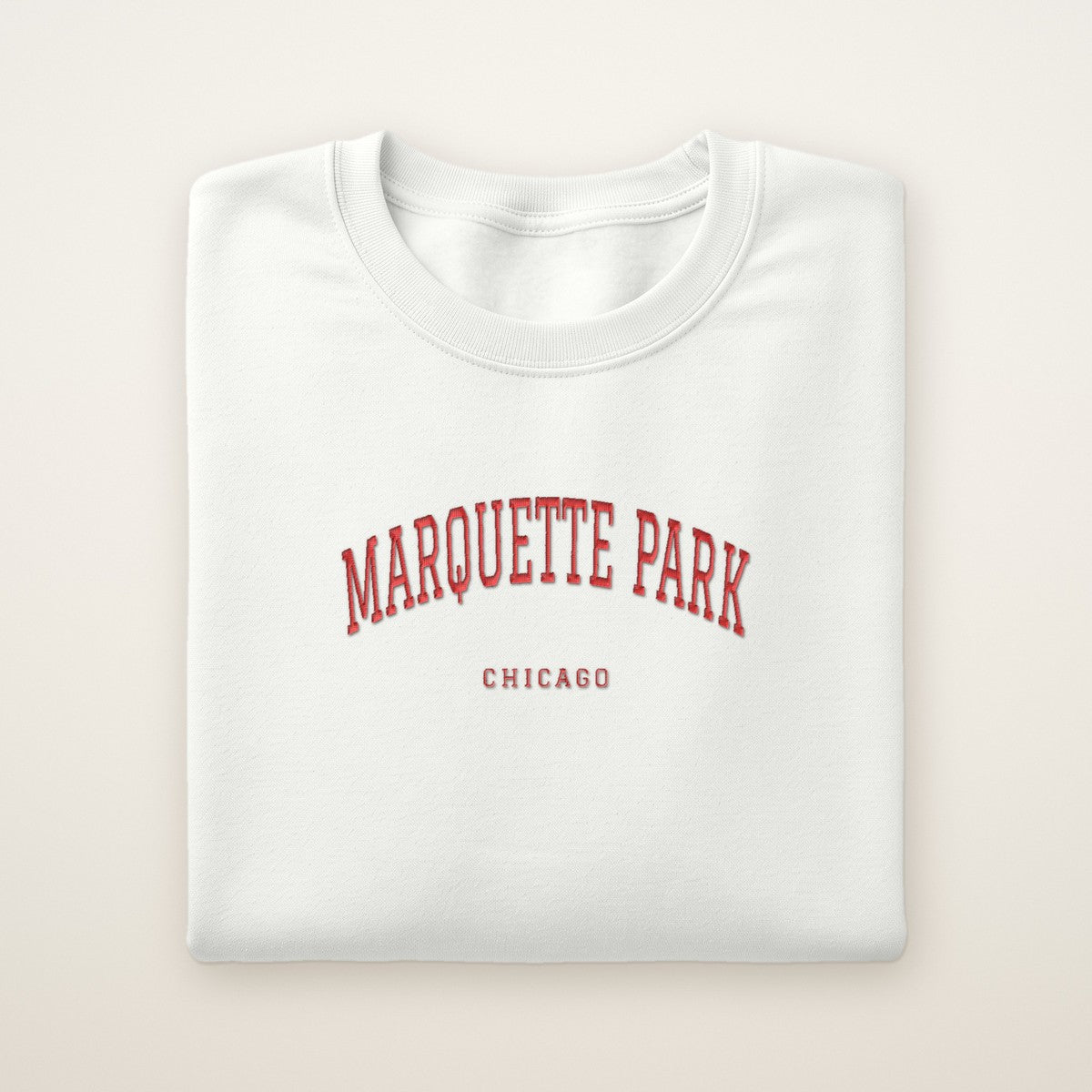 Marquette Park Chicago Embroidered Crewneck — Red Thread