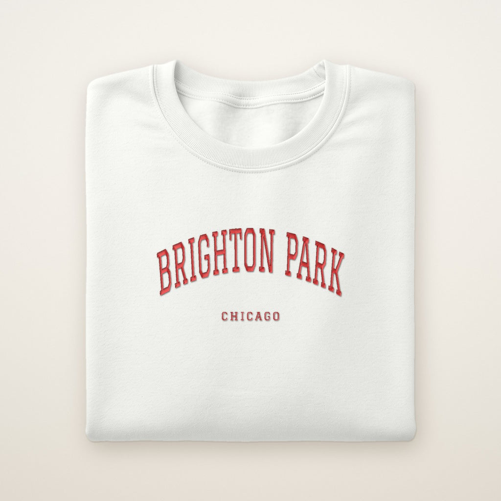Brighton Park Chicago Embroidered Crewneck — Red Thread