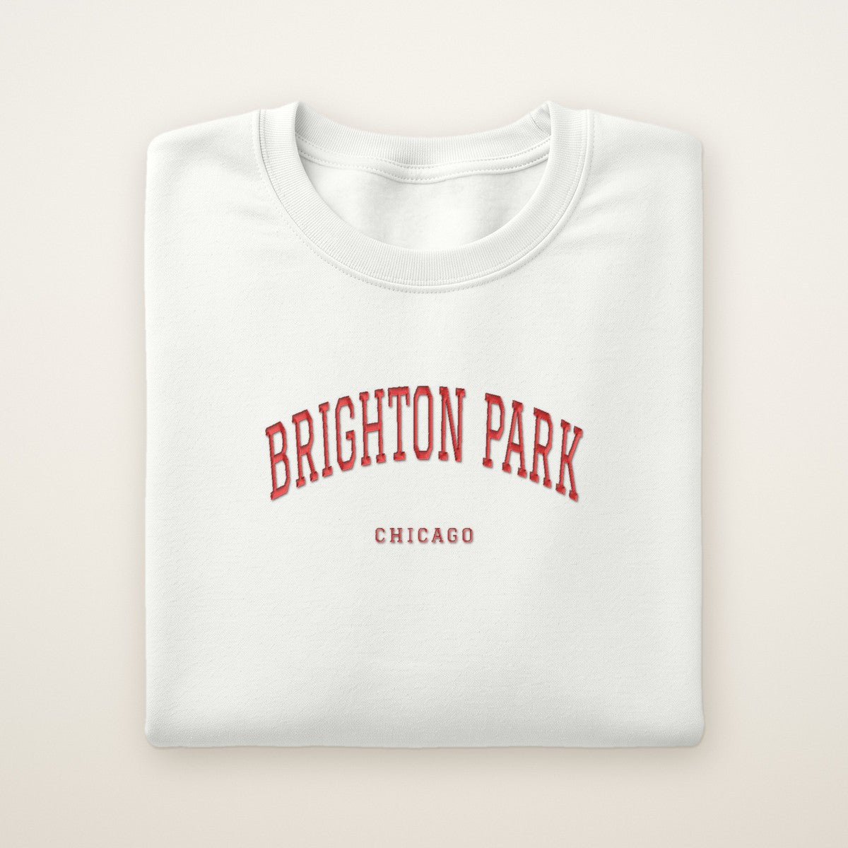 Brighton Park Chicago Embroidered Crewneck — Red Thread