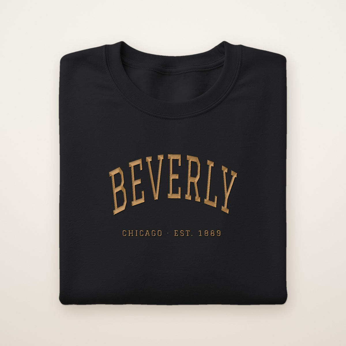 Beverly Chicago embroidered crewneck sweatshirt, Black, gold embroidery