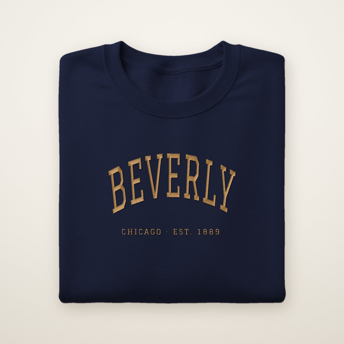 Beverly Chicago embroidered crewneck sweatshirt, Navy, gold embroidery
