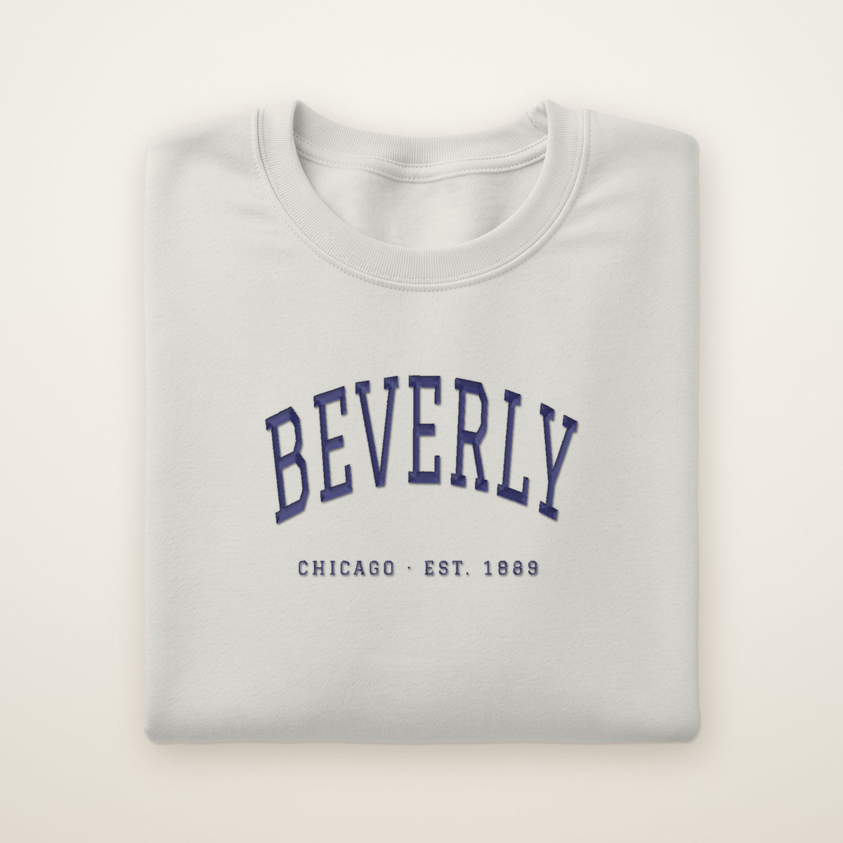 Beverly Chicago embroidered crewneck sweatshirt, Ash, navy embroidery