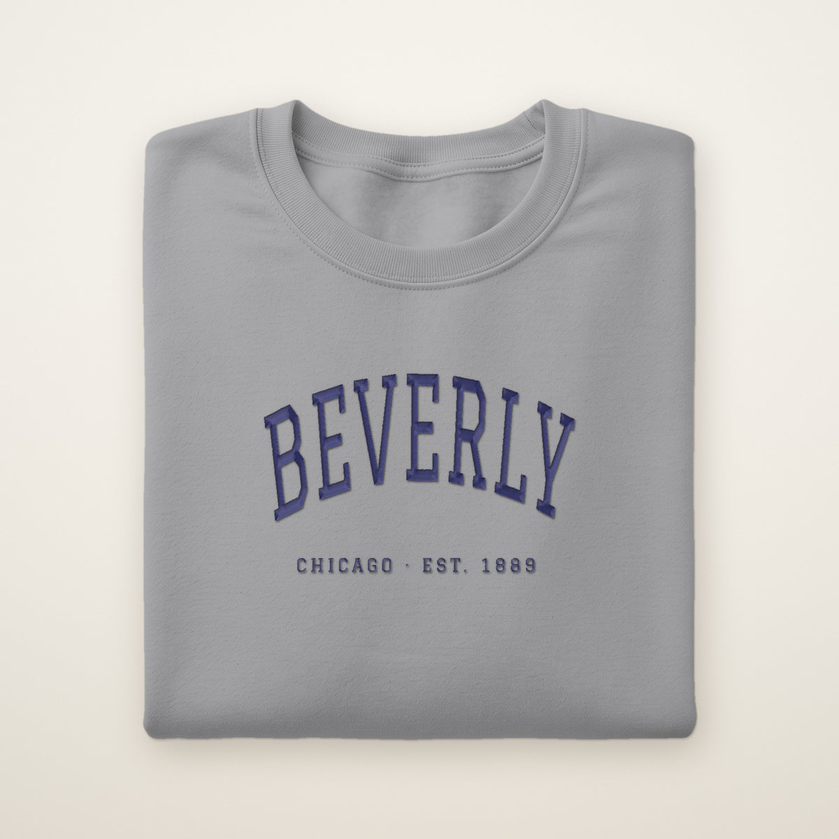 Beverly Chicago embroidered crewneck sweatshirt, Sport Grey, navy embroidery