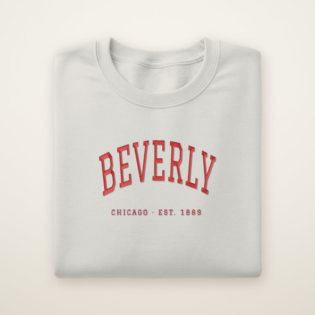 Beverly Chicago embroidered crewneck sweatshirt, Ash, red embroidery