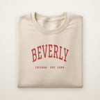 Beverly Chicago embroidered crewneck sweatshirt, Sand, red embroidery