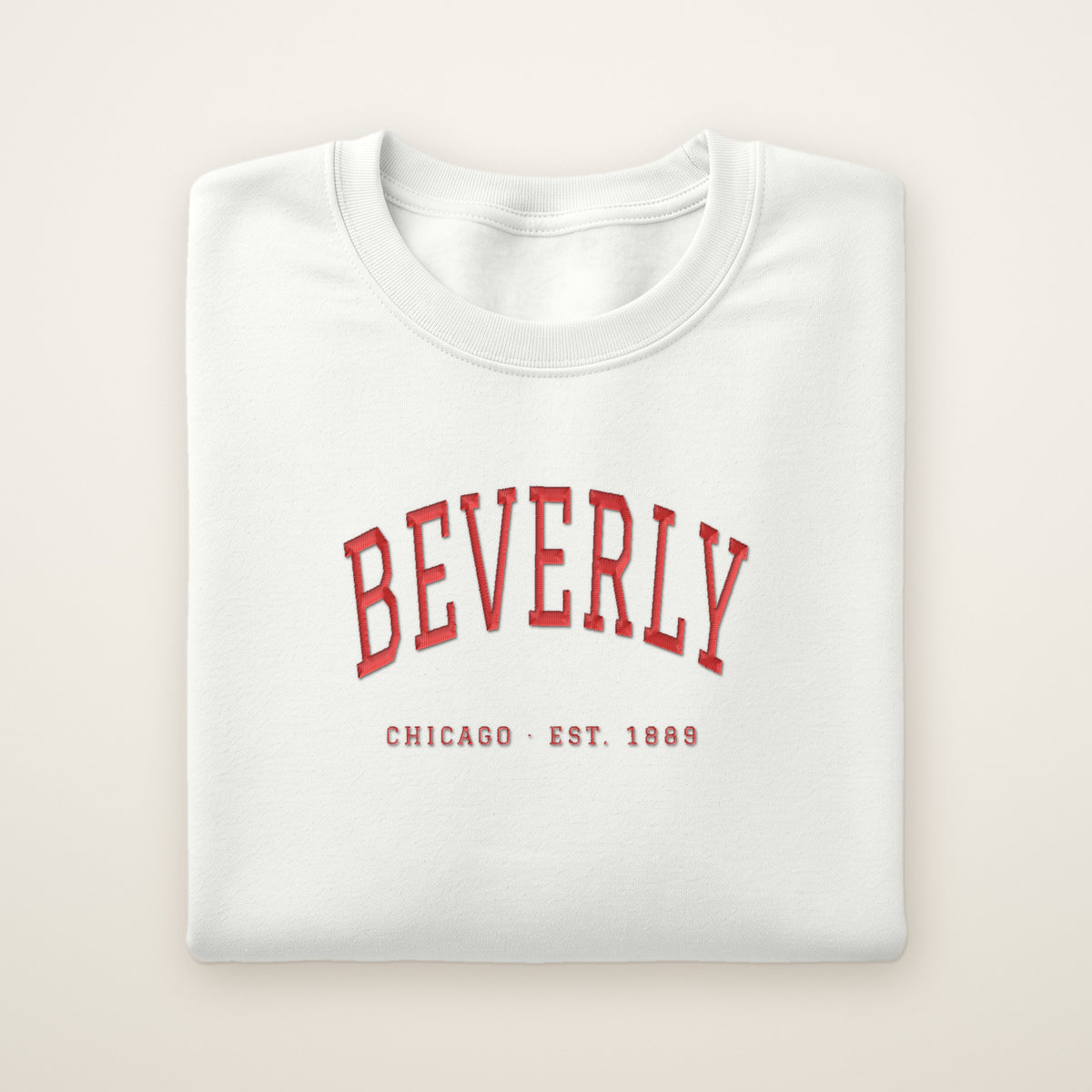 Beverly Chicago embroidered crewneck sweatshirt, White, red embroidery
