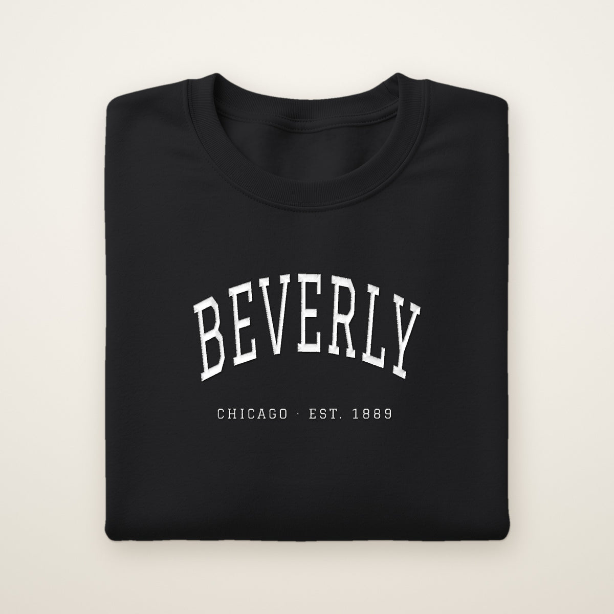 Beverly Chicago embroidered crewneck sweatshirt, Black, white embroidery