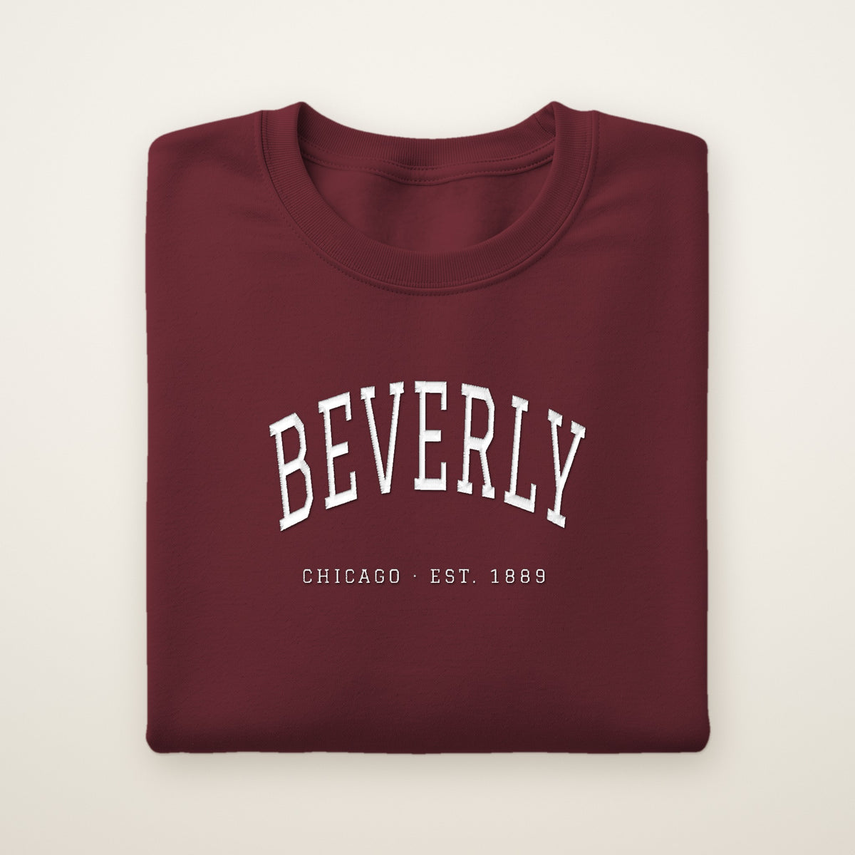 Beverly Chicago embroidered crewneck sweatshirt, Maroon, white embroidery