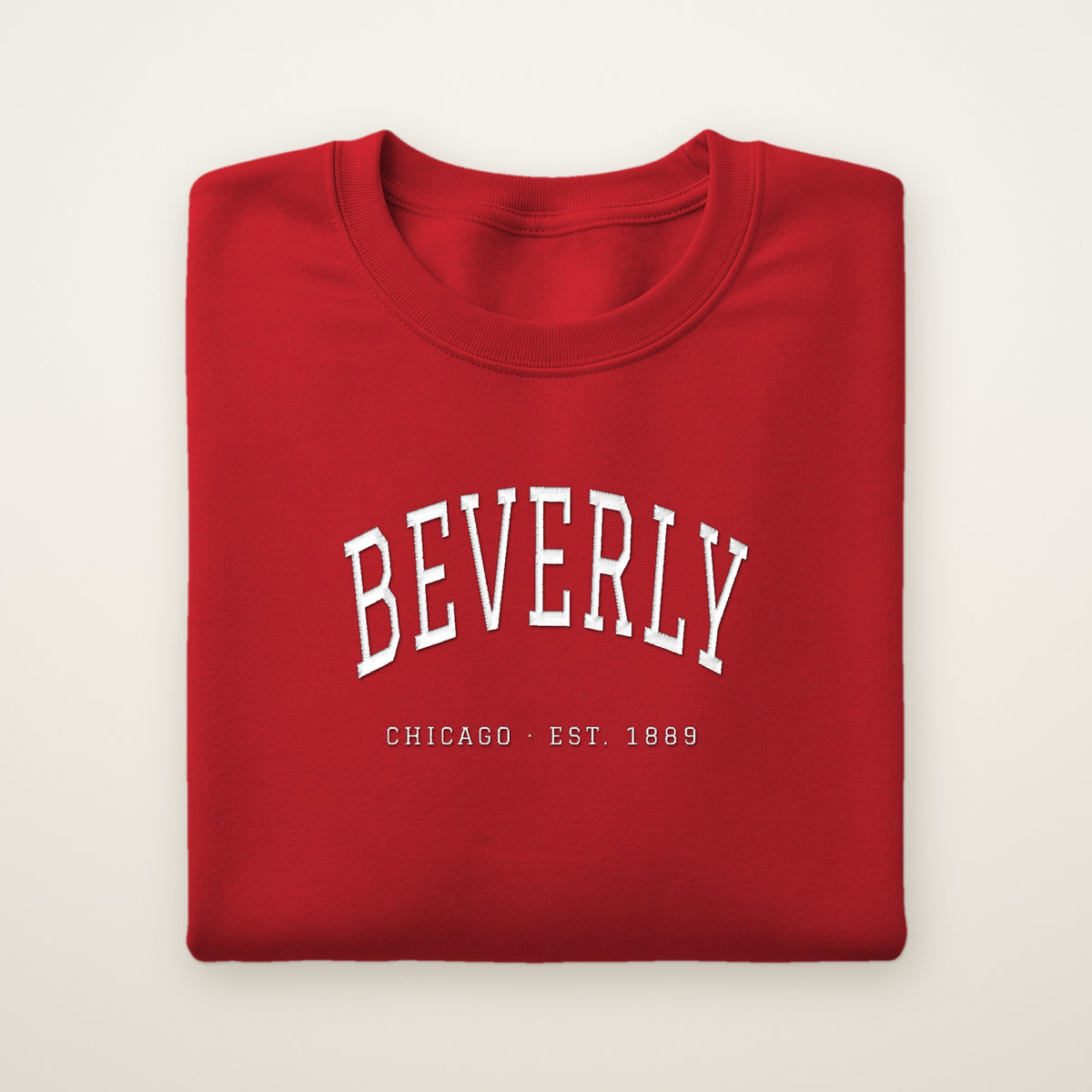 Beverly Chicago embroidered crewneck sweatshirt, Red, white embroidery